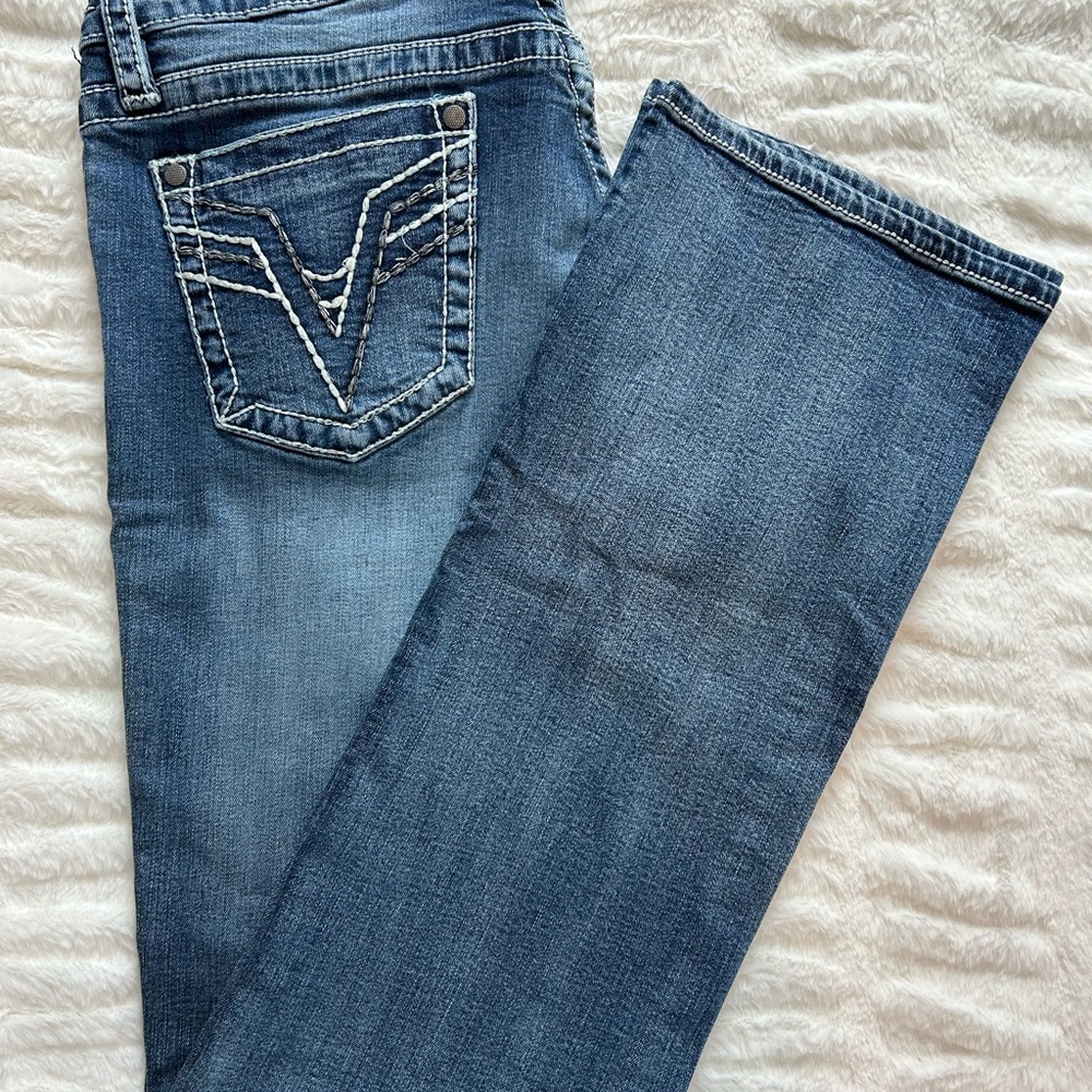 Vigoss Blue Boot Cut Jeans with Embroidered Pocket
